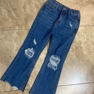 GIRLS SHEIN RAW HEM FLARE JEANS SIZE 8y